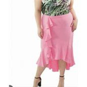 Maree Pour Toi High Low Pencil Skirt W/Flounce